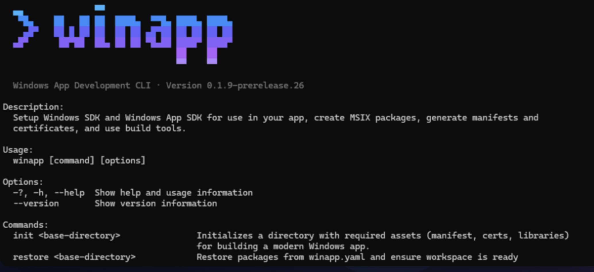 winapp CLI